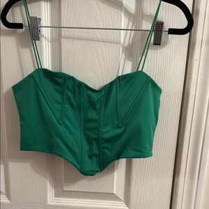 Green Strapless Bustier Top